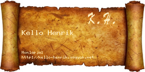 Kello Henrik névjegykártya